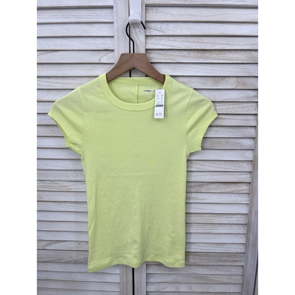 J.Crew Perfect Fit XXS Neon Lime Yellow Crewneck T-Shirt CT123 Short Sleeve